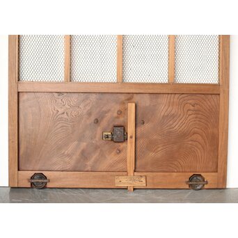 欅の銅金網張 升格子巾着金具蔵戸　W069YD 