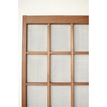 欅の銅金網張 升格子巾着金具蔵戸　W069YD 