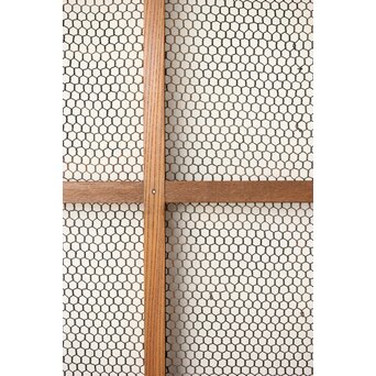 欅の銅金網張 升格子巾着金具蔵戸　W069YD 