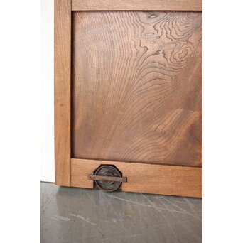 欅の銅金網張 升格子巾着金具蔵戸　W069YD 