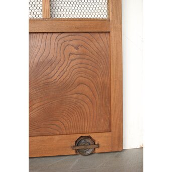 欅の銅金網張 升格子巾着金具蔵戸　W069YD 