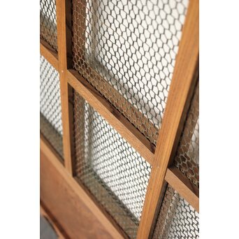 欅の銅金網張 升格子巾着金具蔵戸　W069YD 