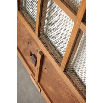 欅の銅金網張 升格子巾着金具蔵戸　W069YD 