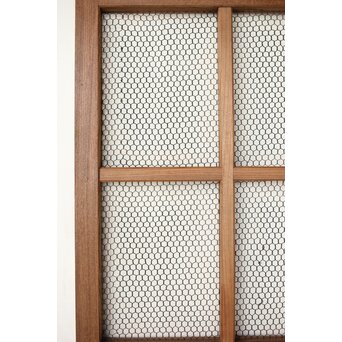 欅の銅金網張 升格子巾着金具蔵戸　W069YD 