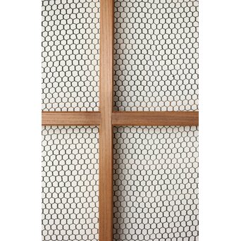 欅の銅金網張 升格子巾着金具蔵戸　W069YD 