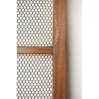 欅の銅金網張 升格子巾着金具蔵戸　W069YD 