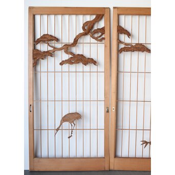 鶴に松 大型書院 4枚1組　R0204 