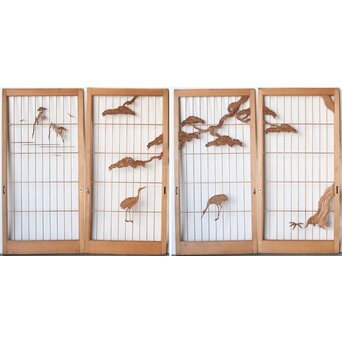 鶴に松 大型書院 4枚1組　R0204