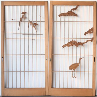 鶴に松 大型書院 4枚1組　R0204 