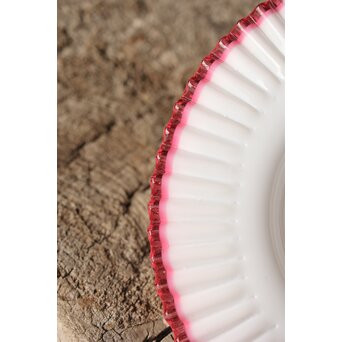 乳白地赤縁 ベル型ひらひら電笠　A034 