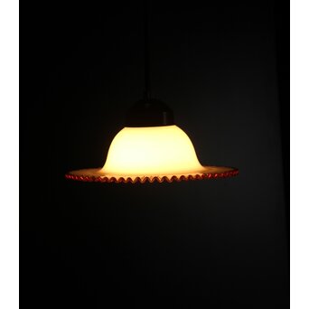 乳白地赤縁 ベル型ひらひら電笠　A034 