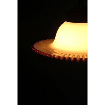 乳白地赤縁 ベル型ひらひら電笠　A034 