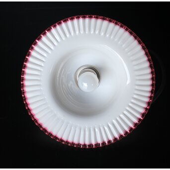 乳白地赤縁 ベル型ひらひら電笠　A034 