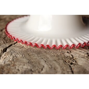 乳白地赤縁 ベル型ひらひら電笠　A034 