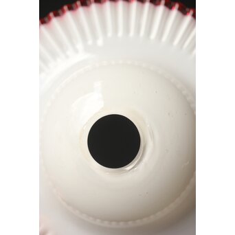 乳白地赤縁 ベル型ひらひら電笠　A034 