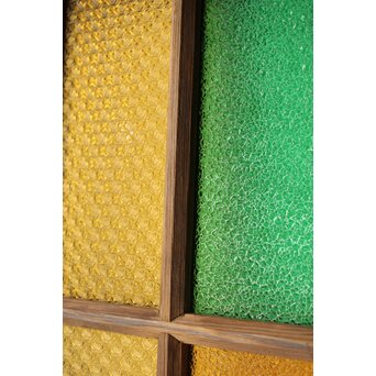 多種ガラス 細分割 緑黄色ガラス建具 4枚1組　GD0106Y 