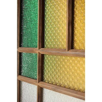 多種ガラス 細分割 緑黄色ガラス建具 4枚1組　GD0106Y 