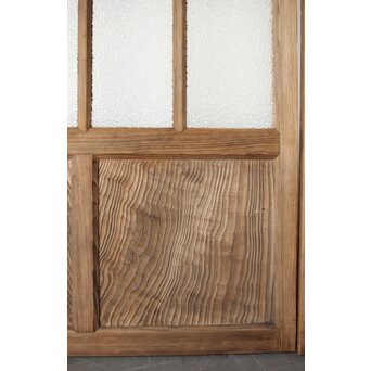 多種ガラス 細分割 緑黄色ガラス建具 4枚1組　GD0106Y 表は経年変化でうずくりのようなテクスチャに