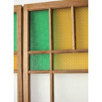 多種ガラス 細分割 緑黄色ガラス建具 4枚1組　GD0106Y 