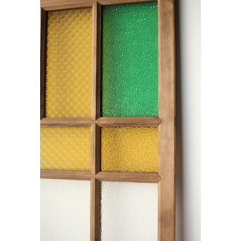 多種ガラス 細分割 緑黄色ガラス建具 4枚1組　GD0106Y 