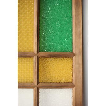 多種ガラス 細分割 緑黄色ガラス建具 4枚1組　GD0106Y 