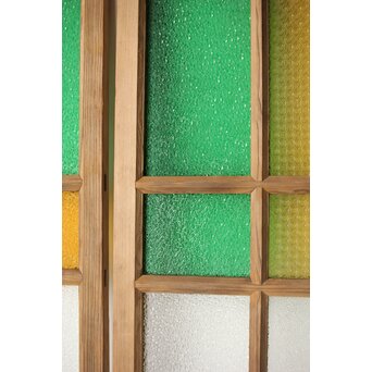 多種ガラス 細分割 緑黄色ガラス建具 4枚1組　GD0106Y 