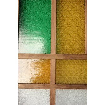 多種ガラス 細分割 緑黄色ガラス建具 4枚1組　GD0106Y 