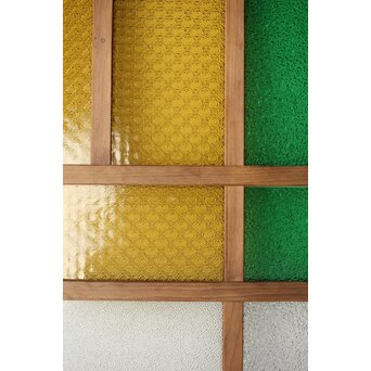 多種ガラス 細分割 緑黄色ガラス建具 4枚1組　GD0106Y 