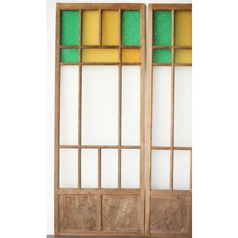 多種ガラス 細分割 緑黄色ガラス建具 4枚1組　GD0106Y 