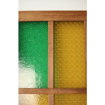 多種ガラス 細分割 緑黄色ガラス建具 4枚1組　GD0106Y 