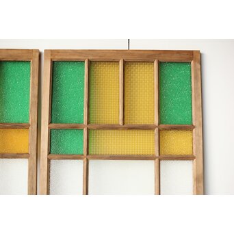 多種ガラス 細分割 緑黄色ガラス建具 4枚1組　GD0106Y 