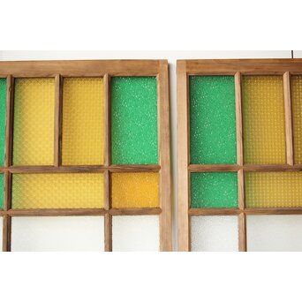 多種ガラス 細分割 緑黄色ガラス建具 4枚1組　GD0106Y 