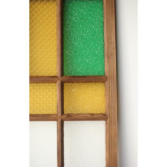 多種ガラス 細分割 緑黄色ガラス建具 4枚1組　GD0106Y 
