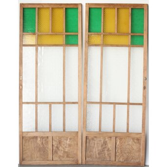 多種ガラス 細分割 緑黄色ガラス建具 4枚1組　GD0106Y B　裏面