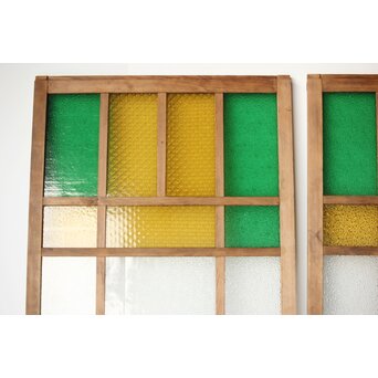 多種ガラス 細分割 緑黄色ガラス建具 4枚1組　GD0106Y 