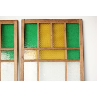 多種ガラス 細分割 緑黄色ガラス建具 4枚1組　GD0106Y 