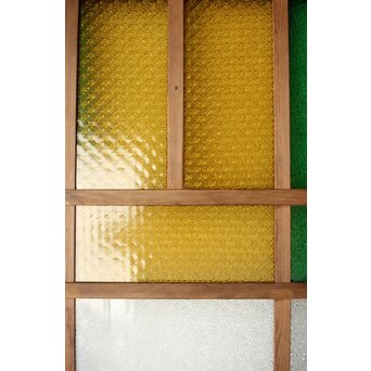 多種ガラス 細分割 緑黄色ガラス建具 4枚1組　GD0106Y 