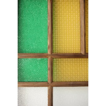 多種ガラス 細分割 緑黄色ガラス建具 4枚1組　GD0106Y 