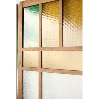 多種ガラス 細分割 緑黄色ガラス建具 4枚1組　GD0106Y 