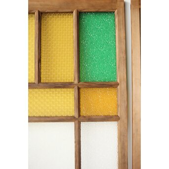 多種ガラス 細分割 緑黄色ガラス建具 4枚1組　GD0106Y 