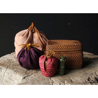 茶籠一式 黒茶碗/三浦竹泉/渓哉　U294 