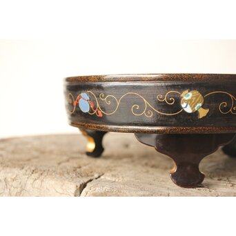 安藤七宝 安藤重兵衛作か 安藤氏謹製共箱 宝尽盆　Y038 