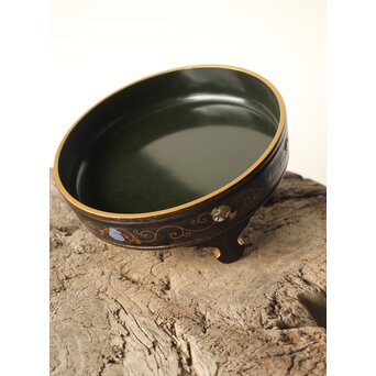 安藤七宝 安藤重兵衛作か 安藤氏謹製共箱 宝尽盆　Y038 