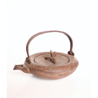 根来實三/ 実三 翡翠に魚 鉄蓋 鉄瓶/銚子　M321 