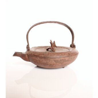 根来實三/ 実三 翡翠に魚 鉄蓋 鉄瓶/銚子　M321 