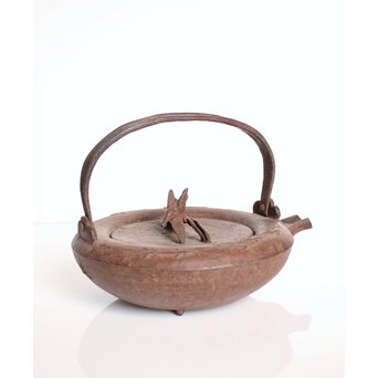 根来實三/ 実三 翡翠に魚 鉄蓋 鉄瓶/銚子　M321