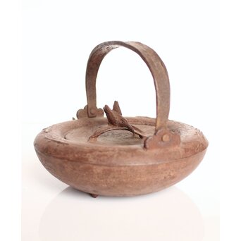 根来實三/ 実三 翡翠に魚 鉄蓋 鉄瓶/銚子　M321 