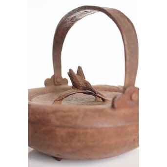 根来實三/ 実三 翡翠に魚 鉄蓋 鉄瓶/銚子　M321 