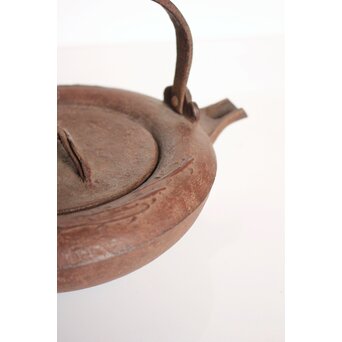 根来實三/ 実三 翡翠に魚 鉄蓋 鉄瓶/銚子　M321 