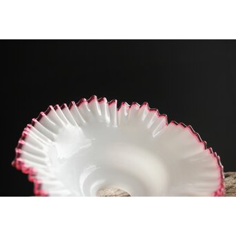 乳白地赤縁 ひらひら電笠　A036 